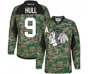 Reebok Chicago Blackhawks #9 Bobby Hull Authentic Camo Veterans Day Practice NHL Jersey