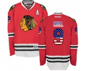 Reebok Chicago Blackhawks #9 Bobby Hull Authentic Red USA Flag Fashion NHL Jersey