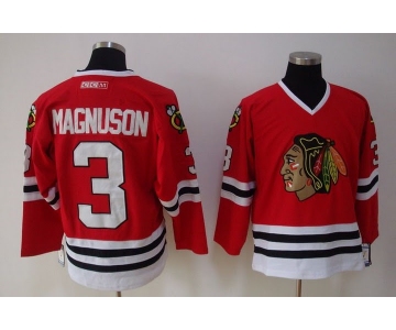 nhl chicago blackhawks #3 magnuson red ccm