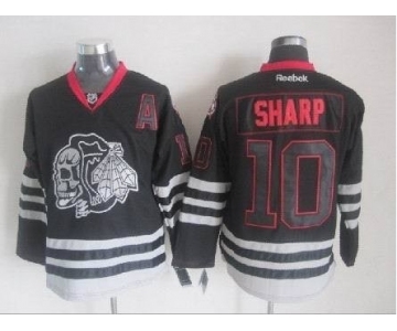 nhl jerseys chicago blackhawks #10 sharp black ice[the skeleton head][patch A]