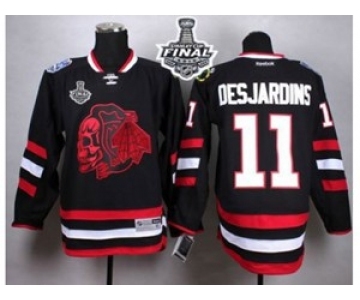 nhl jerseys chicago blackhawks #11 desjardins black[the skeleton head][desjardins][2015 stanley cup]