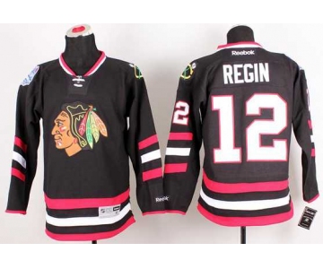 nhl jerseys chicago blackhawks #12 regin black[2014 new stadium]