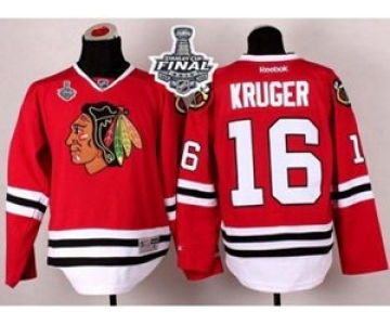 nhl jerseys chicago blackhawks #16 kruger red[2015 stanley cup][kruger]