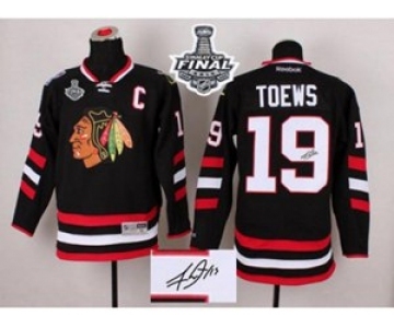 nhl jerseys chicago blackhawks #19 toews black Autographed[2015 stanley cup][patch C]