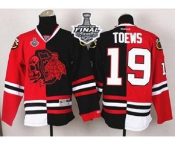 nhl jerseys chicago blackhawks #19 toews black-red[split][the skeleton head][2015 stanley cup]