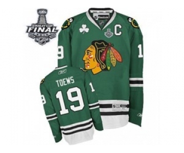 nhl jerseys chicago blackhawks #19 toews green[2015 stanley cup][patch C]