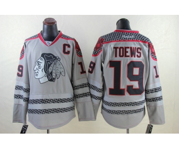 nhl jerseys chicago blackhawks #19 toews grey[patch C] [charcoal cross check]