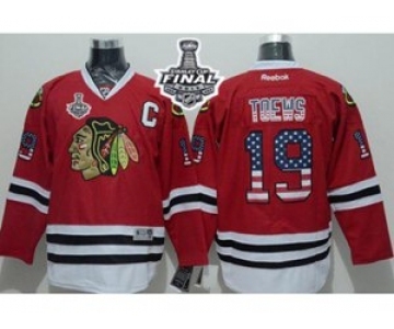 nhl jerseys chicago blackhawks #19 toews red[patch C][national flag version][2015 stanley cup]