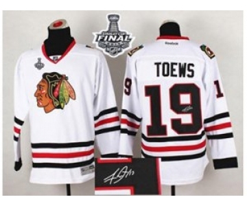 nhl jerseys chicago blackhawks #19 toews white Autographed[2015 stanley cup]