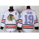 nhl jerseys chicago blackhawks #19 toews white[number purple][patch C]