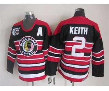 nhl jerseys chicago blackhawks #2 keith black-red[75th][patch A]