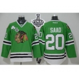 nhl jerseys chicago blackhawks #20 saad green[2015 stanley cup]