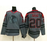 nhl jerseys chicago blackhawks #20 saad grey[charcoal cross check]