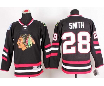 nhl jerseys chicago blackhawks #28 smith black[2014 new stadium]