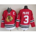 nhl jerseys chicago blackhawks #3 pilote red[m&n][pilote][patch C]