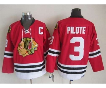 nhl jerseys chicago blackhawks #3 pilote red[m&n][pilote][patch C]