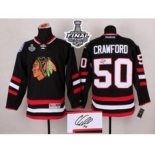 nhl jerseys chicago blackhawks #50 crawford black Autographed[2015 stanley cup]