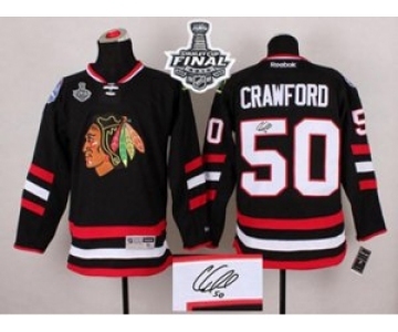 nhl jerseys chicago blackhawks #50 crawford black Autographed[2015 stanley cup]