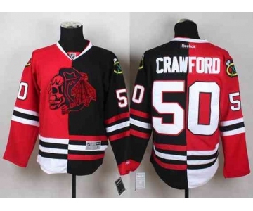 nhl jerseys chicago blackhawks #50 crawford black-red[split][the skeleton head]