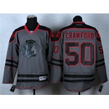 nhl jerseys chicago blackhawks #50 crawford grey [charcoal cross check]