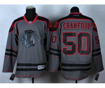 nhl jerseys chicago blackhawks #50 crawford grey [charcoal cross check]