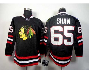 nhl jerseys chicago blackhawks #65 shaw black[2014 new stadium]