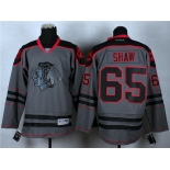 nhl jerseys chicago blackhawks #65 shaw grey[charcoal cross check]