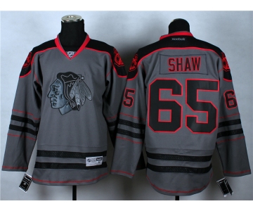 nhl jerseys chicago blackhawks #65 shaw grey[charcoal cross check]