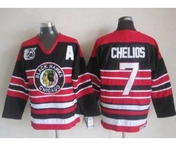 nhl jerseys chicago blackhawks #7 chelios black-red[75th][patch A]