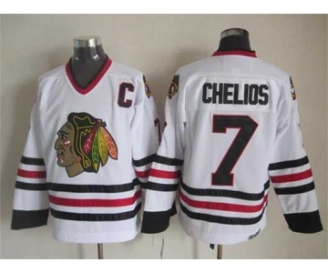 nhl jerseys chicago blackhawks #7 chelios white[patch C][chelios]