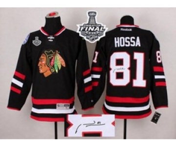 nhl jerseys chicago blackhawks #81 hossa black Autographed[2015 stanley cup]