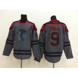 nhl jerseys chicago blackhawks #9 hull grey[charcoal cross check]