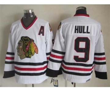 nhl jerseys chicago blackhawks #9 hull white[patch A]