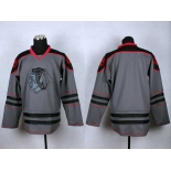 nhl jerseys chicago blackhawks blank grey [charcoal cross check]