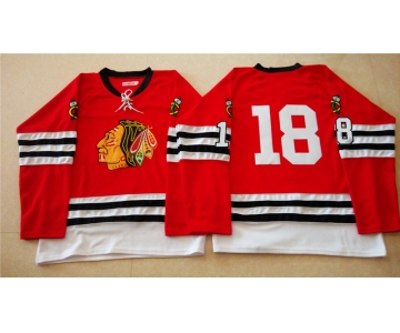 nhl jerseys mitchell and ness 1960-61 chicago blackhawks #18 noname red [throwback]