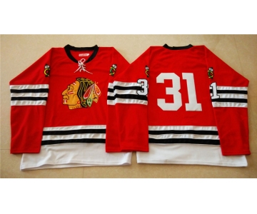 nhl jerseys mitchell and ness 1960-61 chicago blackhawks #31 noname red [throwback]