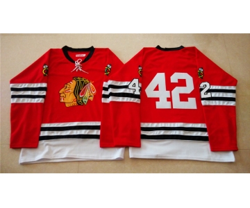 nhl jerseys mitchell and ness 1960-61 chicago blackhawks #42 noname red [throwback]