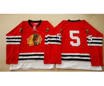 nhl jerseys mitchell and ness 1960-61 chicago blackhawks #5 red [throwback]