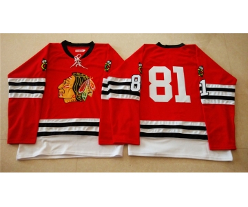 nhl jerseys mitchell and ness 1960-61 chicago blackhawks #81 noname red [throwback]