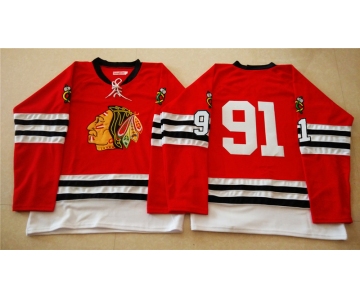 nhl jerseys mitchell and ness 1960-61 chicago blackhawks #91 noname red [throwback]