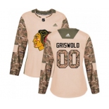 Women Adidas Chicago Blackhawks #00 Clark Griswold Authentic Camo Veterans Day Practice NHL Jersey