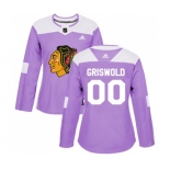 Women Adidas Chicago Blackhawks #00 Clark Griswold Authentic Purple Fights Cancer Practice NHL Jersey