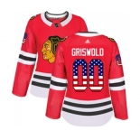 Women Adidas Chicago Blackhawks #00 Clark Griswold Authentic Red USA Flag Fashion NHL Jersey