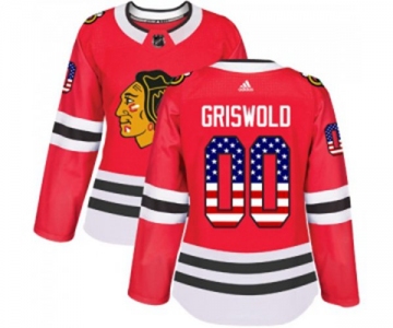 Women Adidas Chicago Blackhawks #00 Clark Griswold Authentic Red USA Flag Fashion NHL Jersey