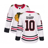 Women Adidas Chicago Blackhawks #10 Patrick Sharp Authentic White Away NHL Jersey