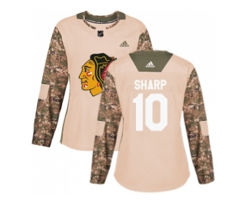 Women Adidas Chicago Blackhawks #10 Patrick Sharp Camo Authentic 2017 Veterans Day Stitched NHL Jersey