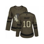 Women Adidas Chicago Blackhawks #10 Patrick Sharp Green Salute to Service Stitched NHL Jersey