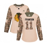 Women Adidas Chicago Blackhawks #11 Cody Franson Authentic Camo Veterans Day Practice NHL Jersey