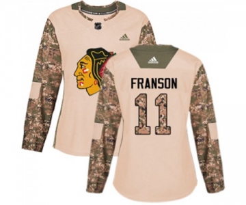 Women Adidas Chicago Blackhawks #11 Cody Franson Authentic Camo Veterans Day Practice NHL Jersey