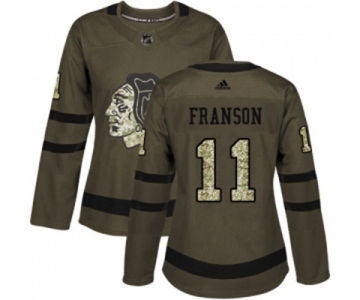 Women Adidas Chicago Blackhawks #11 Cody Franson Authentic Green Salute to Service NHL Jersey